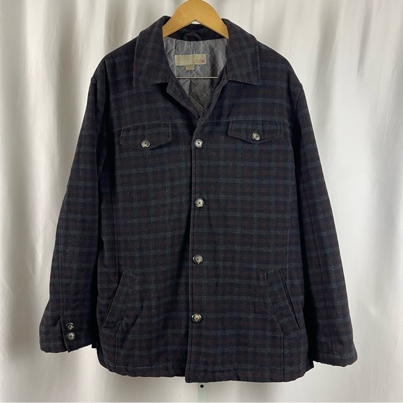 Vintage Utex XL Wool Plaid Shirt Jacket Button Up Quilted Chore Shacket Cabin - Picture 1 of 12